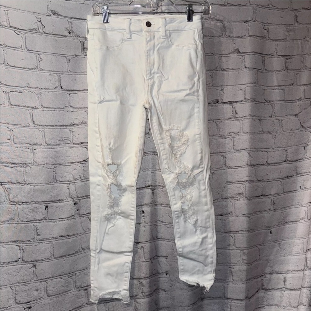 American Eagle NE(x)T Level Hi-Rise Jegging Crop Denim Jeans White Size 6 - Picture 6 of 7